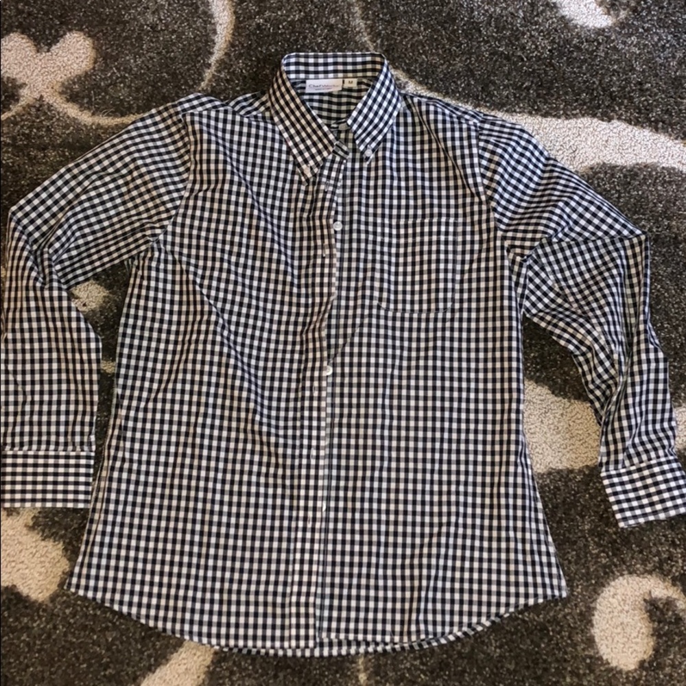 Gingham checkered button down shirt